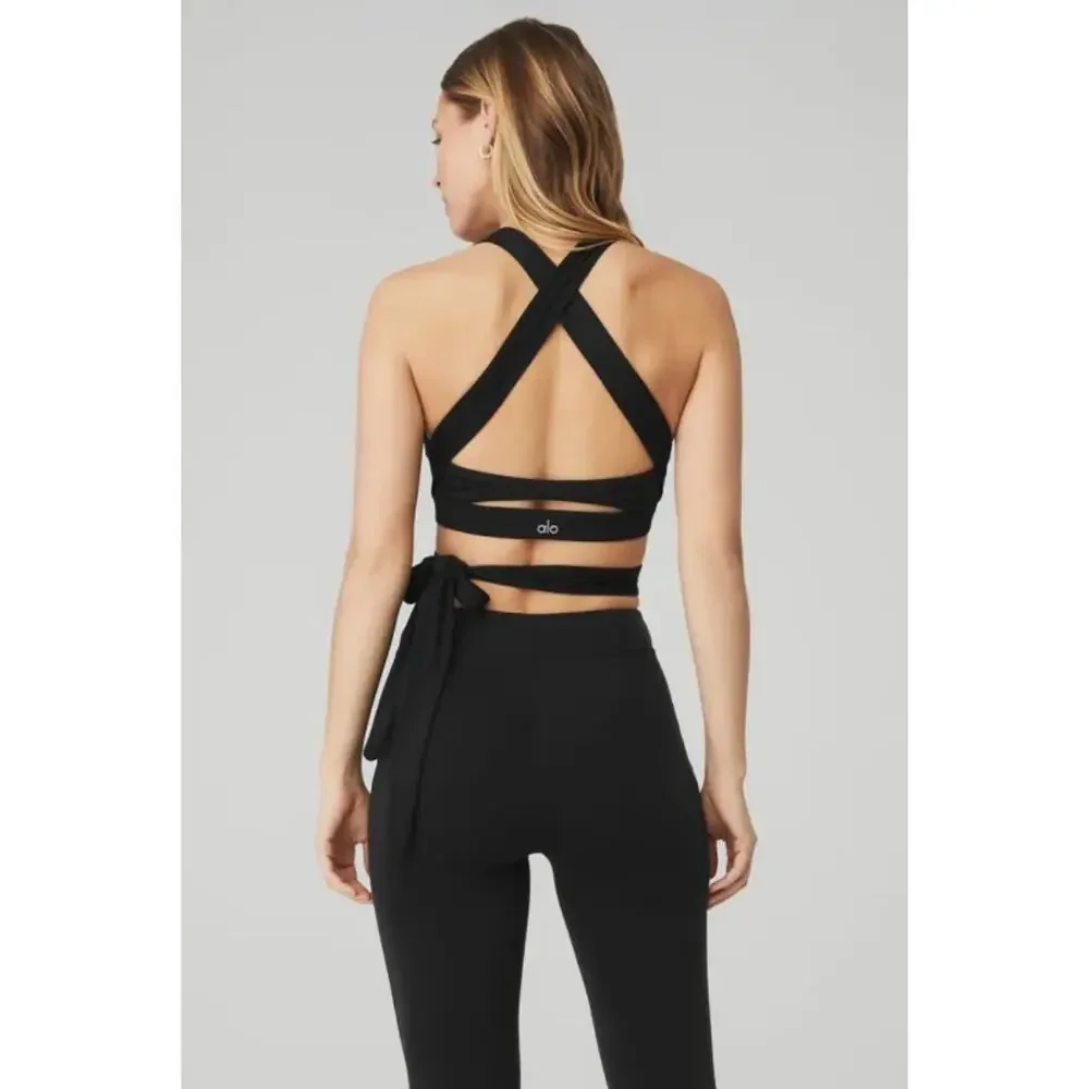 NWT Alo Yoga Black Alosoft Switch It Up Bra Sports Workout Gym Size XS